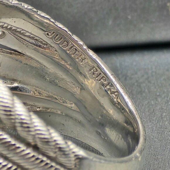 Judith Ripka Sterling Silver & Blue Topaz Multi-Row Cocktail Ring Size 8 - Picture 6 of 16